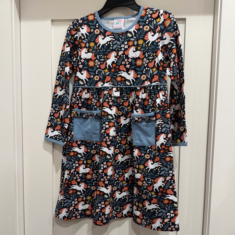 Floral Unicorn Long Sleeve Dress